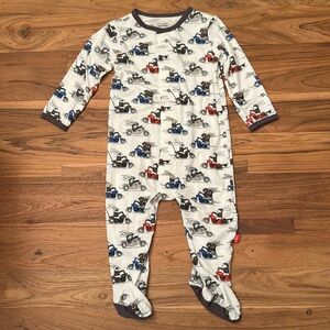 Magnetic Me Baby 3-6 months Bunny Rabbit Motorcycle Print Footie Sleeper PJs